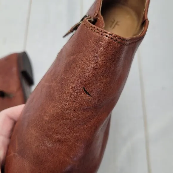 Frye Terri Cognac flat loafers booties boots shooties low ankle
