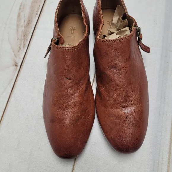 Frye Terri Cognac flat loafers booties boots shooties low ankle