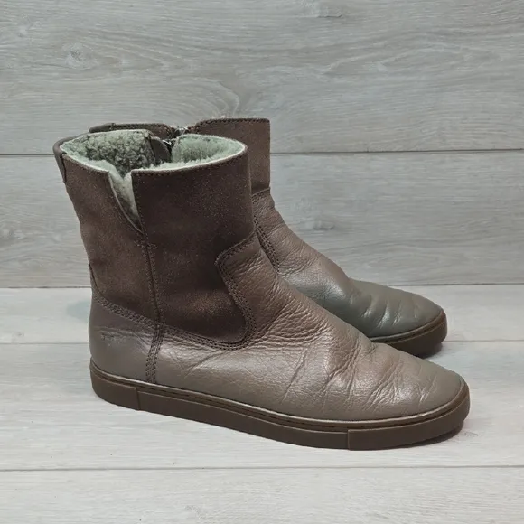 Frye Women Leather Ankle Fur Boots Shoes Sz 8M