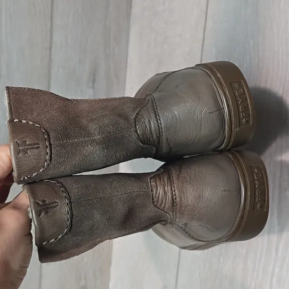 Frye Women Leather Ankle Fur Boots Shoes Sz 8M