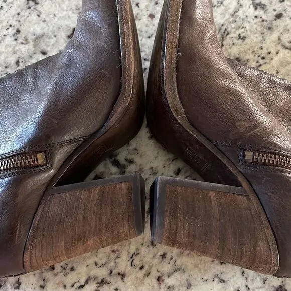 Frye Womens Braided Ankle Block Heeled Boots Brown Size 6B