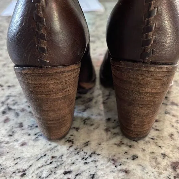 Frye Womens Braided Ankle Block Heeled Boots Brown Size 6B
