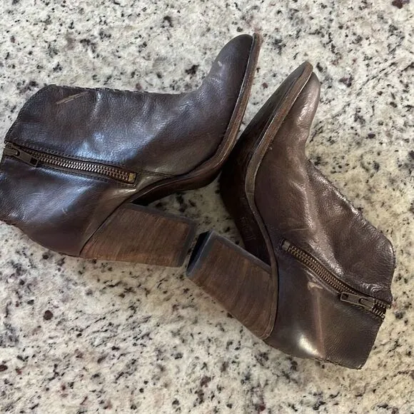 Frye Womens Braided Ankle Block Heeled Boots Brown Size 6B