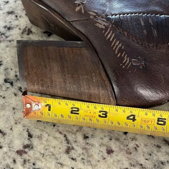 Frye Womens Braided Ankle Block Heeled Boots Brown Size 6B