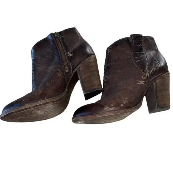 Frye Womens Braided Ankle Block Heeled Boots Brown Size 6B