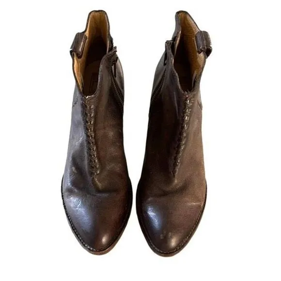 Frye Womens Braided Ankle Block Heeled Boots Brown Size 6B