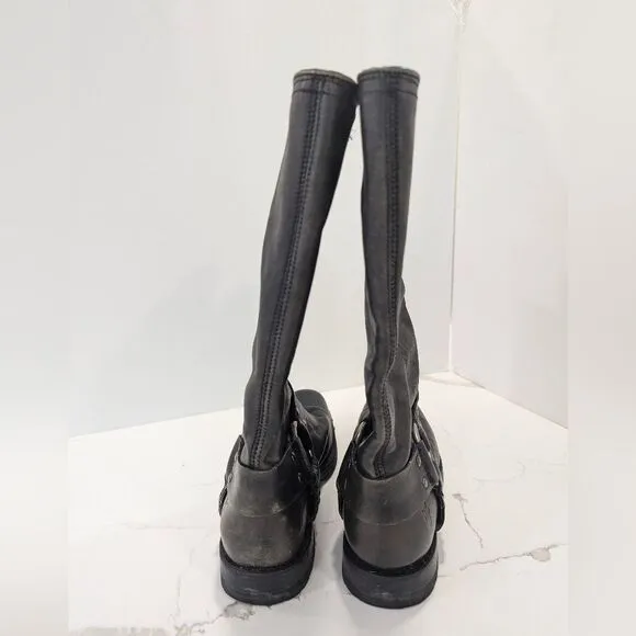Frye Women's Harness 12R Metallic leather moto riding tall combat Boots women 7