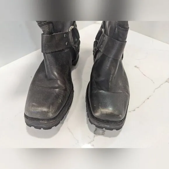 Frye Women's Harness 12R Metallic leather moto riding tall combat Boots women 7