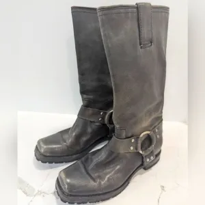 Frye Women's Harness 12R Metallic leather moto riding tall combat Boots women 7