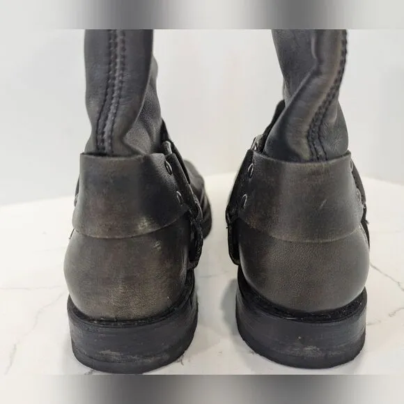 Frye Women's Harness 12R Metallic leather moto riding tall combat Boots women 7