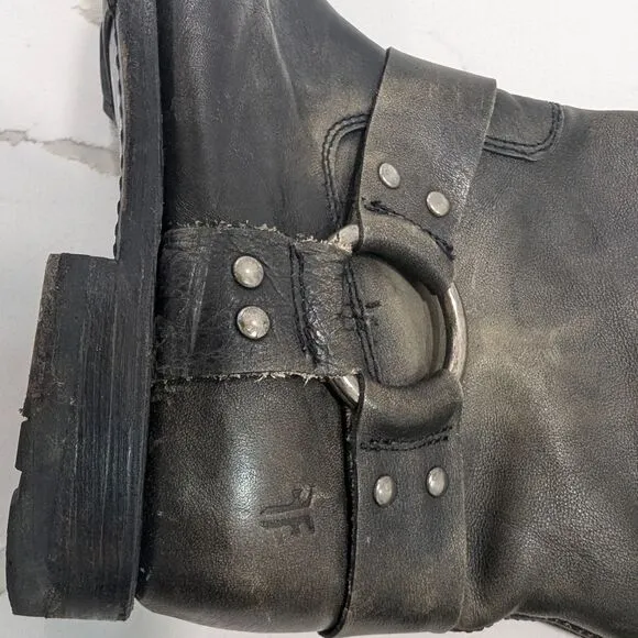 Frye Women's Harness 12R Metallic leather moto riding tall combat Boots women 7