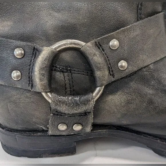 Frye Women's Harness 12R Metallic leather moto riding tall combat Boots women 7