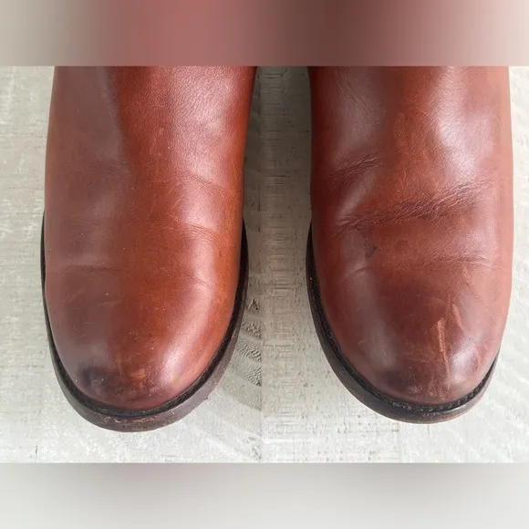 FRYE WOMEN'S MELISSA BUTTON Leather RIDING BOOTS Cognac size 8
