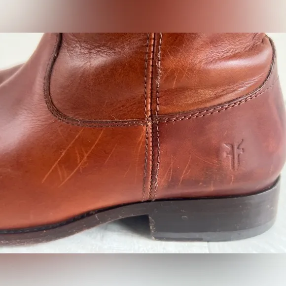 FRYE WOMEN'S MELISSA BUTTON Leather RIDING BOOTS Cognac size 8