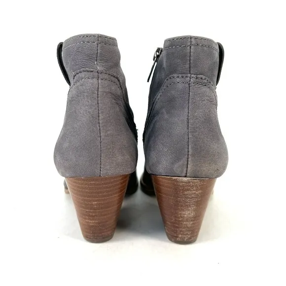 Frye Womens Reina Jea Western Ankle Boots Nubuck Leather Gray Zip Up Size 9M