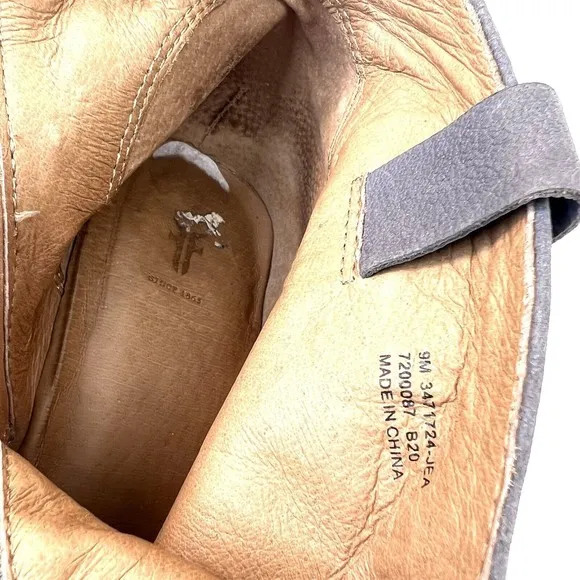 Frye Womens Reina Jea Western Ankle Boots Nubuck Leather Gray Zip Up Size 9M