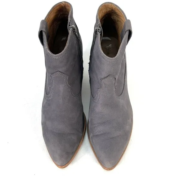 Frye Womens Reina Jea Western Ankle Boots Nubuck Leather Gray Zip Up Size 9M