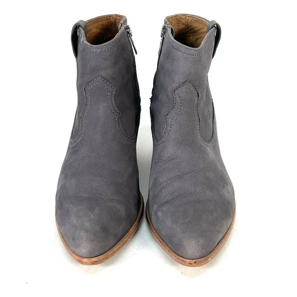 Frye Womens Reina Jea Western Ankle Boots Nubuck Leather Gray Zip Up Size 9M