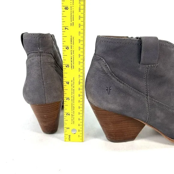 Frye Womens Reina Jea Western Ankle Boots Nubuck Leather Gray Zip Up Size 9M