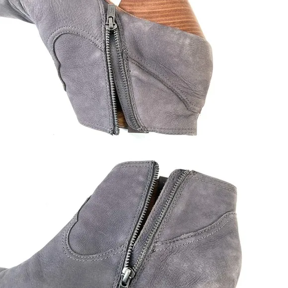 Frye Womens Reina Jea Western Ankle Boots Nubuck Leather Gray Zip Up Size 9M