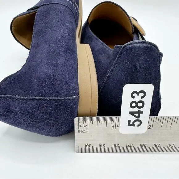 Gabor Viola Navy Blue Suede Loafer Flats w/Tortoise Shell Buckle Detail Sz 6.5