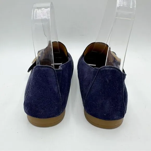 Gabor Viola Navy Blue Suede Loafer Flats w/Tortoise Shell Buckle Detail Sz 6.5