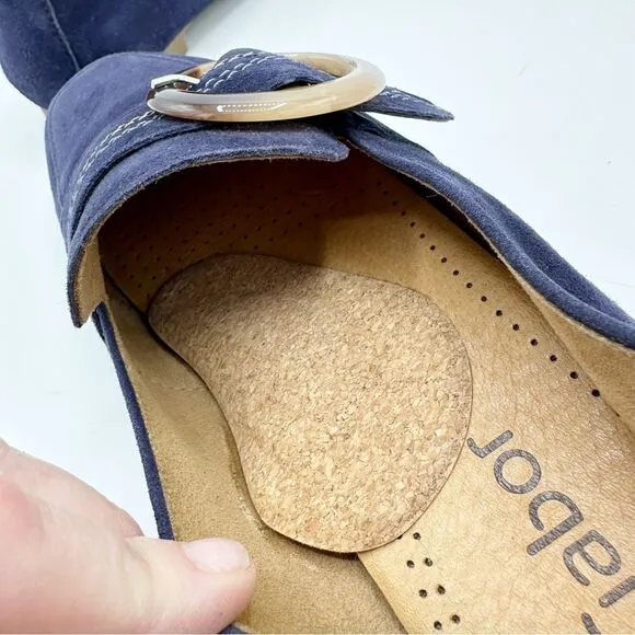 Gabor Viola Navy Blue Suede Loafer Flats w/Tortoise Shell Buckle Detail Sz 6.5