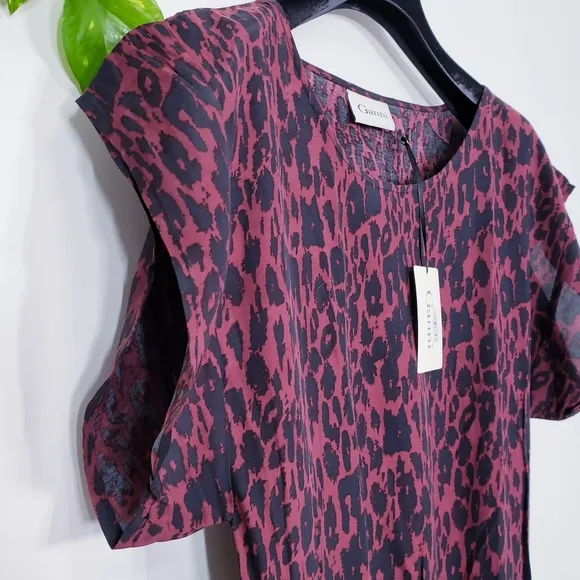 GANNI Dress Leopard Slip Mini Animal‎ Stretch Black Red Wine Casual Y2K Boho NWT