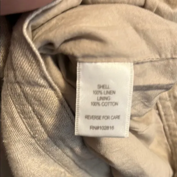 Garnet Hill Tan Linen Blend Zipper Quilted Bomber Jacket Minimalist Coastal