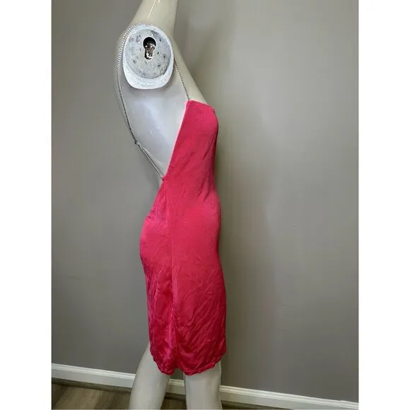 GAUGE81 Hira Short Dress Fuchsia Pink Crystal Straps Open Back Size M $386