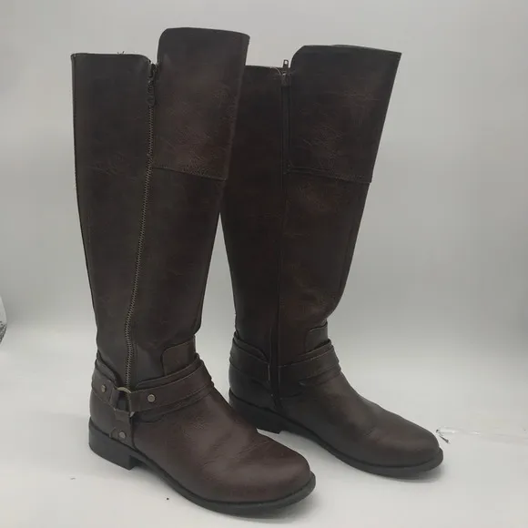 GBG Los Angeles Womens Harlea Riding Boots Brown Knee High Side Zipper 9.5 M