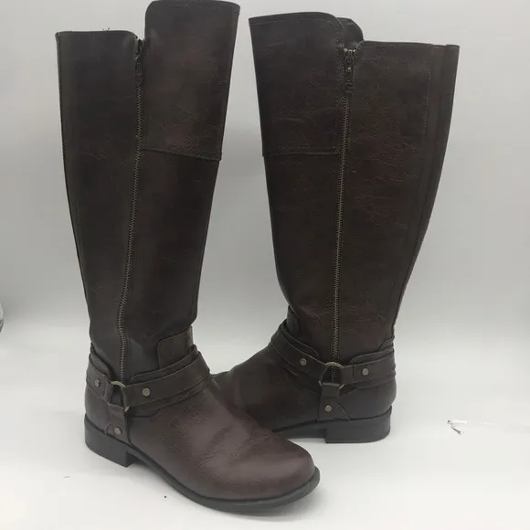 GBG Los Angeles Womens Harlea Riding Boots Brown Knee High Side Zipper 9.5 M