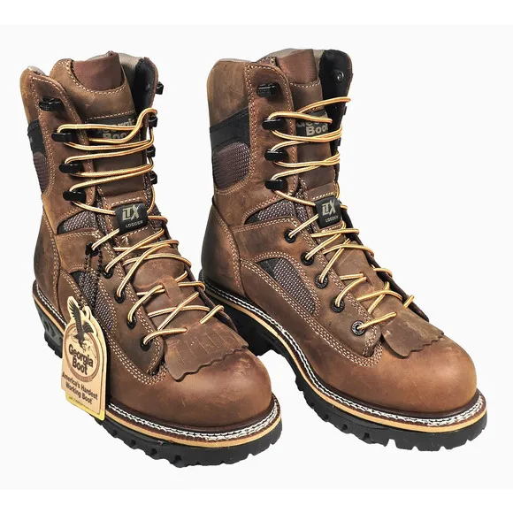 Georgia Boot LTX Men's Size 9W Brown Logger Waterproof 9&quot; Work Boots GB00616