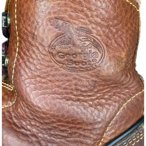 Georgia Boot Wedge Work Boots Mens 10.5 Brown Leather Electrical Hazard‎ Safety