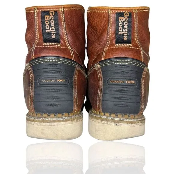 Georgia Boot Wedge Work Boots Mens 10.5 Brown Leather Electrical Hazard‎ Safety