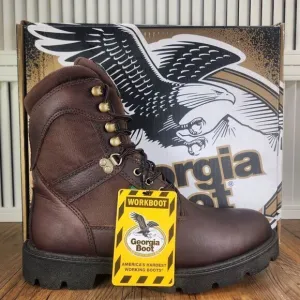 Georgia Boot G108 8&quot; Homeland Mens 8.5 Wide Brown Leather Waterproof Work Boots