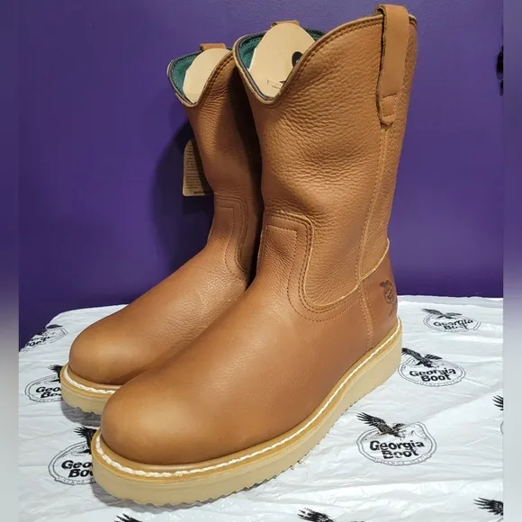 GEORGIA BOOTS 10&quot; WORK WELLINGTON BOOT G5153 Mens 7.5