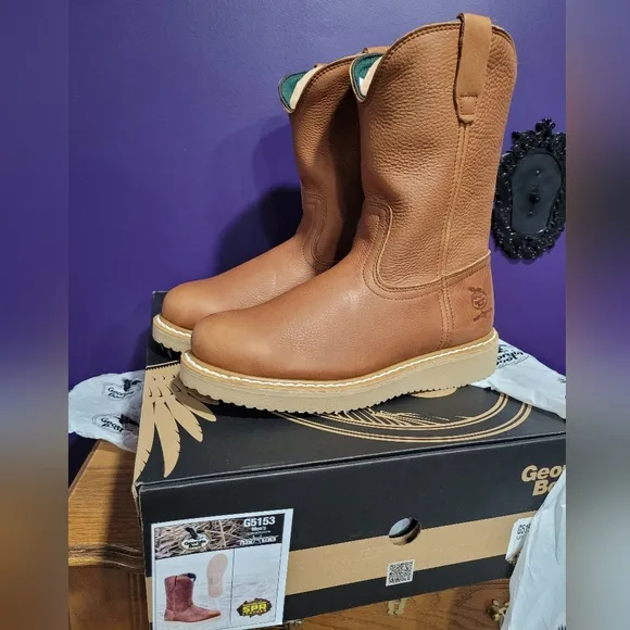 GEORGIA BOOTS 10&quot; WORK WELLINGTON BOOT G5153 Mens 7.5