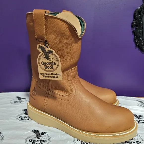GEORGIA BOOTS Mens Size 9 10&quot; WORK WELLINGTON BOOT G5153