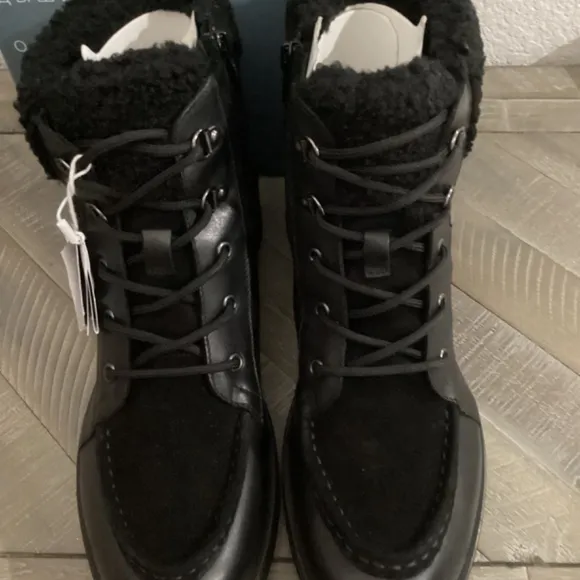 GEOX Rawelle ABX Faux Shearling Trimmed Waterproof Boots, size 10.5