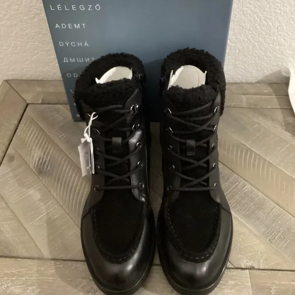 GEOX Rawelle ABX Faux Shearling Trimmed Waterproof Boots, size 10.5