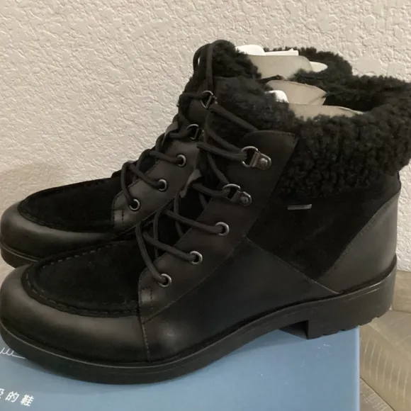 GEOX Rawelle ABX Faux Shearling Trimmed Waterproof Boots, size 10.5