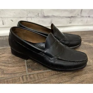 G.H. Bass Weejuns Men’s 7D Logan Flat Strap Black Penny‎ Loafer Leather Shoe
