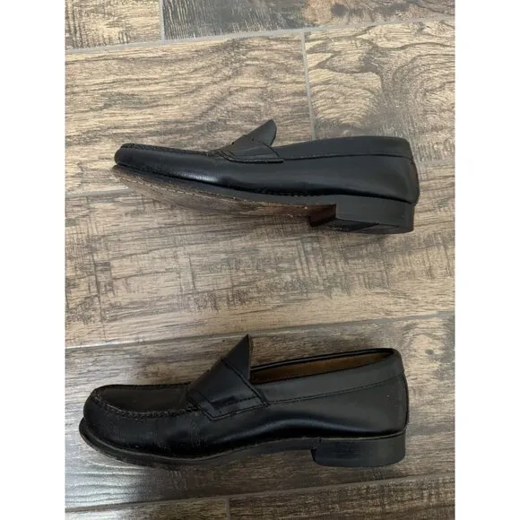 G.H. Bass Weejuns Men’s 7D Logan Flat Strap Black Penny‎ Loafer Leather Shoe