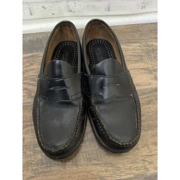 G.H. Bass Weejuns Men’s 7D Logan Flat Strap Black Penny‎ Loafer Leather Shoe