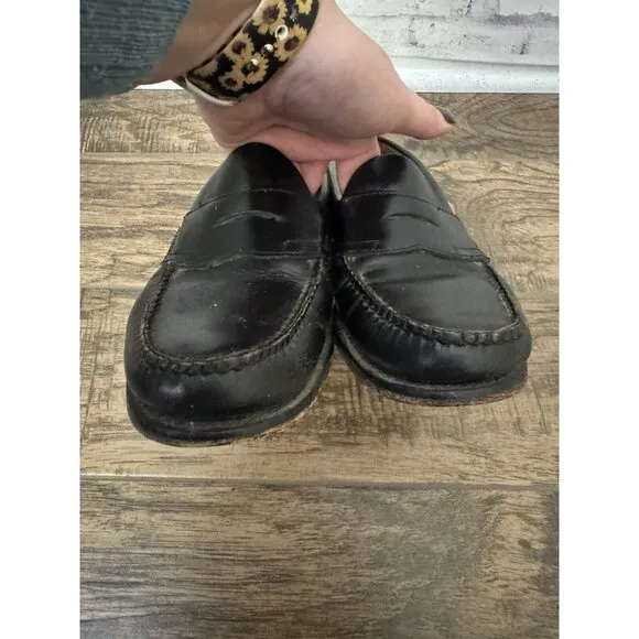 G.H. Bass Weejuns Men’s 7D Logan Flat Strap Black Penny‎ Loafer Leather Shoe