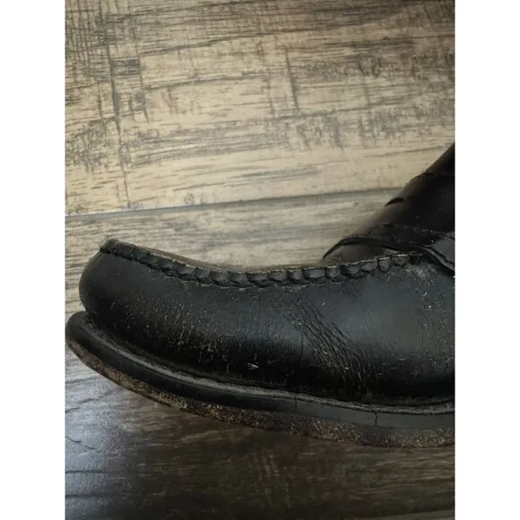 G.H. Bass Weejuns Men’s 7D Logan Flat Strap Black Penny‎ Loafer Leather Shoe