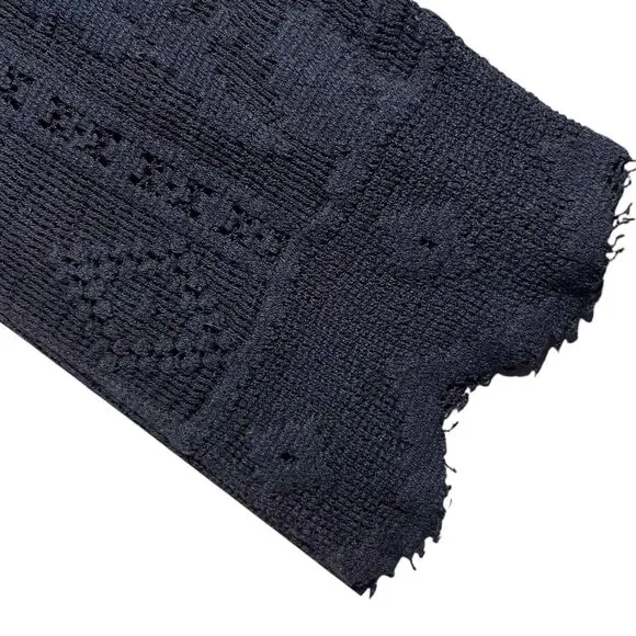 GIADA FORTE Resort Open Weave Crochet Knit Top US Size 4 Bateau Sweater Black
