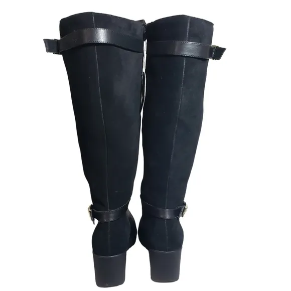 Giani Bernini Sannaa Leather Extended Calf Tall Wedge Boots Sz 10WC