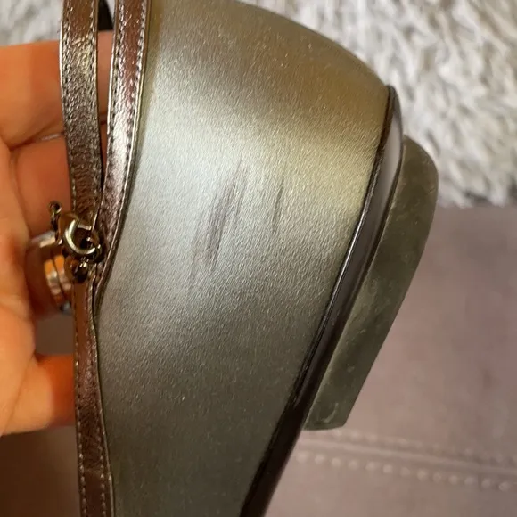 GIORGIO ARMANI SilverGray Leather&amp;Satin Flat Shoes